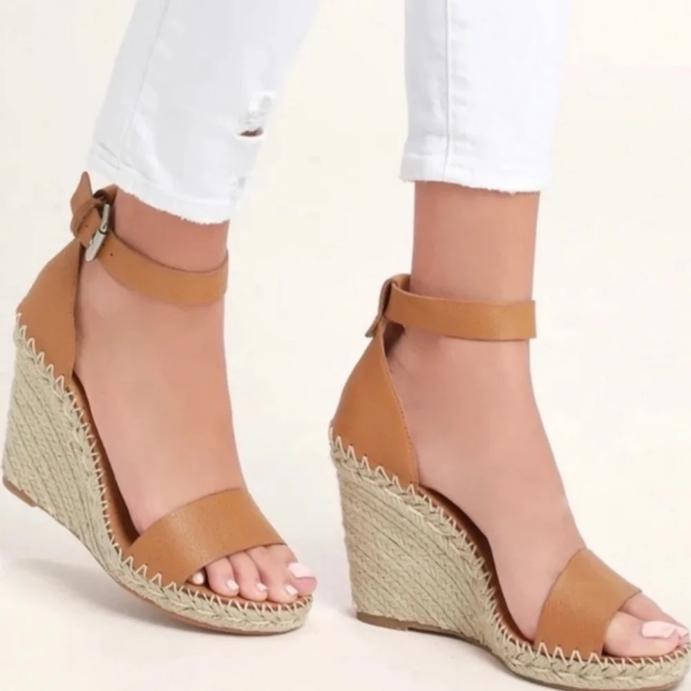 Dolce Vita Noor Espadrille Wedge Leather Sandals - Picture 1 of 11